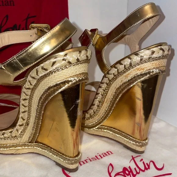 Christian Louboutin Gold Wedges - Picture 5 of 11